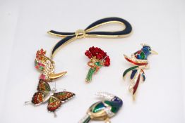 Collection of enamelled pin brooches