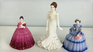 A group of three Coalport Minuettes bone china lady figurines