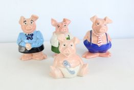Group of 4 Glazed Ceramic wade Pig money baks from Natwest