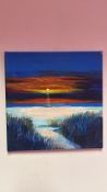 Highland Landscape Paintings: Sunset over Kiloran Beach, Isle of Colonsay, oil on canvas, 30 x 30