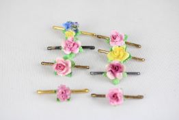 Collection of bone china pin brooches