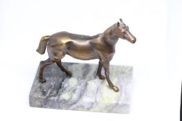 Spelter model of horse on a marble base
