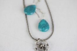 Silver St Christopher necklace & silver earrings