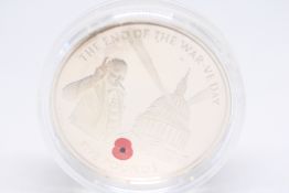 Silver five pound coin end of the war VE day