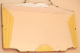 Art deco unusual yellow tinted mirror