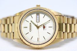 Citizen automatic day/date gold plated wristwatch