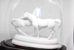 Victorian parian ware in glass dome