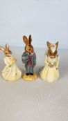 Three Royal Doulton Bunnykins wedding figures: Gro