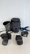 Group of cameras and accessories including Pentax