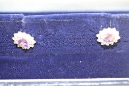 Boxed pair of 9ct white gold amethyst earrings