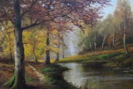 Daniel Sherrin Fl 1880. 1940. oil on canvas Autumnal wooded landscape 77 cm x 107 cm size