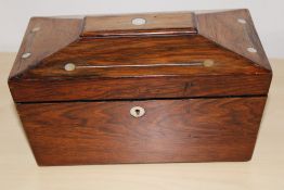 Victorian tea caddy with mother of pearl inlay