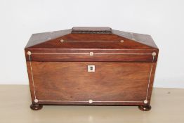 Early Victorian tea caddy with mother of pearl inl