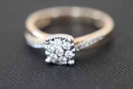 9ct Gold ring set with 0.20 diamonds Size K 2.3g