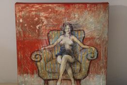 Antonio Ricci, Woman with Cat on Armchair, 2024