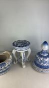 Blue and White Ceramic Table Brazier with Tripod S