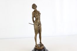 Bronze nude lady on marble base