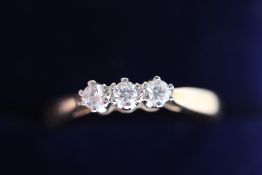 9ct Gold ring set with 3 diamonds Weight 2.4g Size
