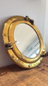 Brass Ship’s Porthole Mirror on Easel Stand