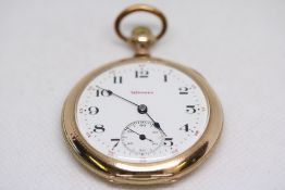 Gold plated Hampden pocket watch with sub second d