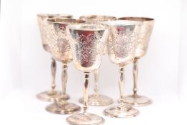Case set of 6 sterling silver goblets maker C S G