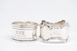 2 Silver napkin rings Weight 50.6g