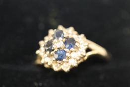 Boxed silver & sapphire ring