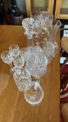 Six assorted cut-glass and crystal tablewares, including a decanter and vase