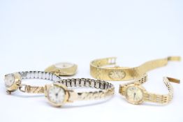 Five Gold Plated Mechanical Ladies Watches all Tic