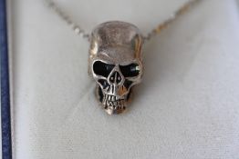 Boxed silver skull necklace