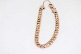 9ct Gold curb bracelet with safety chain Weight 13