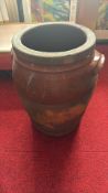 Large glazed earthenware storage jar