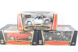 Bburago 1:18 Die-Cast Model Cars, BMW, Lamborghini and Porsche (boxed)