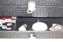 Watch box containing 2 pocket watches & collection