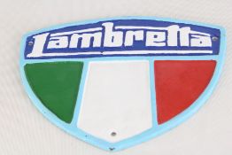 Cast iron lambretta sign