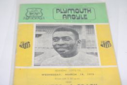 Plymouth Argyle V Santos 1974 programme with pely