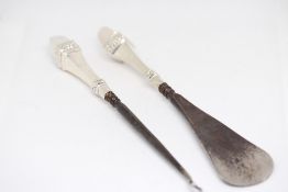 Silver handled button hook & silver handled shoe h