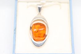 Ernest Jones 925 Sterling Silver Necklace and Ambe