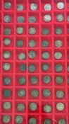 Quantity of assorted coins in two velvet-lined display trays