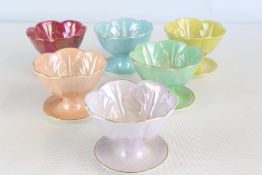 Set of six Beswick iridescent porcelain dessert coupes, England