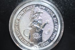 2oz fine silver 999.9 White lion of Mortimer 2020