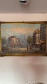 20th Century School: Paris Street Scene with the Eiffel Tower signed Burnett (69cm x 100cm including