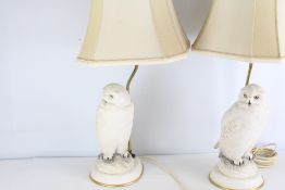 Pair of figural snowy owl table lamps