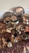Collection of silver-plated tablewares including trays, bowls and a lidded jug