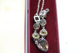 Boxed silver & stone necklace