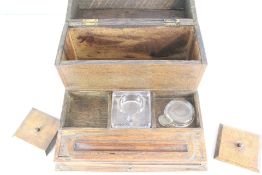 Oak smoker companion box with glass striker and ash receiver