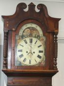 Early 19th century long case clock with original painted dial & moon phase