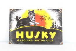 Enamel Husky motor oil sign