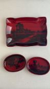 3x pieces of Royal Doulton flambe signed Noke