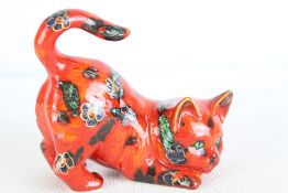 Anita Harris crouching cat signed in gold
